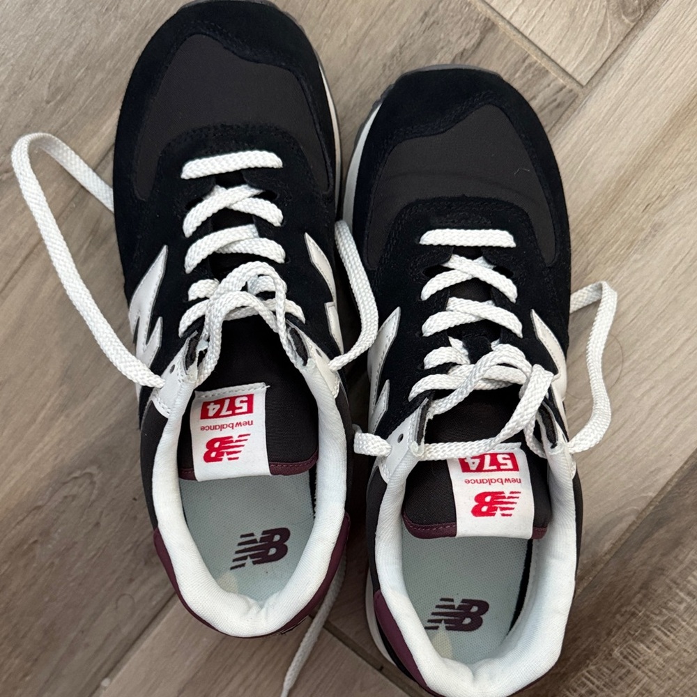 New Balance 574 Black and White Sneakers